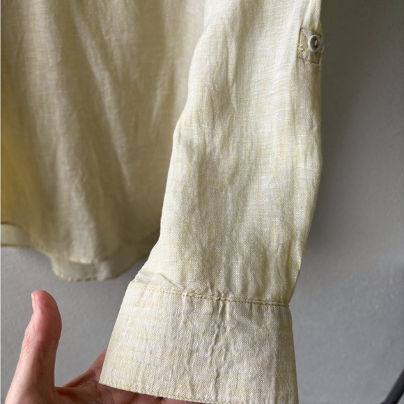 Sigrid Olsen 100% Linen Pale Yellow Size L V Neck Beach Swim Cover Up Pool - Picture 6 of 11